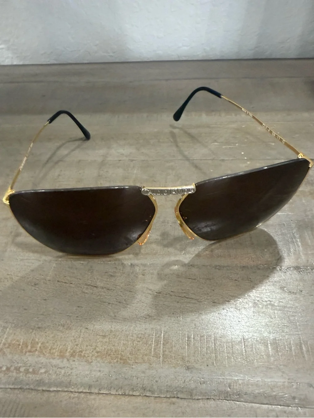 Vintage Claudio La Viola for Private Eyes Gold Rimless Sunglasses Made in Italy